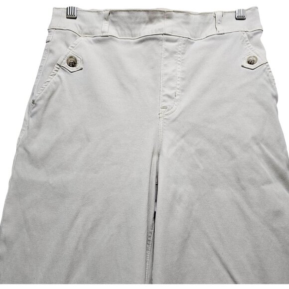 Spanx White Twill Crop Wide-Leg Cotton Blend High-Waist Pants M/M - Picture 3 of 16